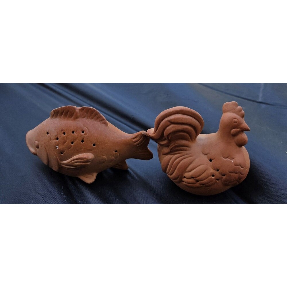 Vintage 1985 Avon Terracotta Pomander Set Rooster Chicken & Fish Diffusers